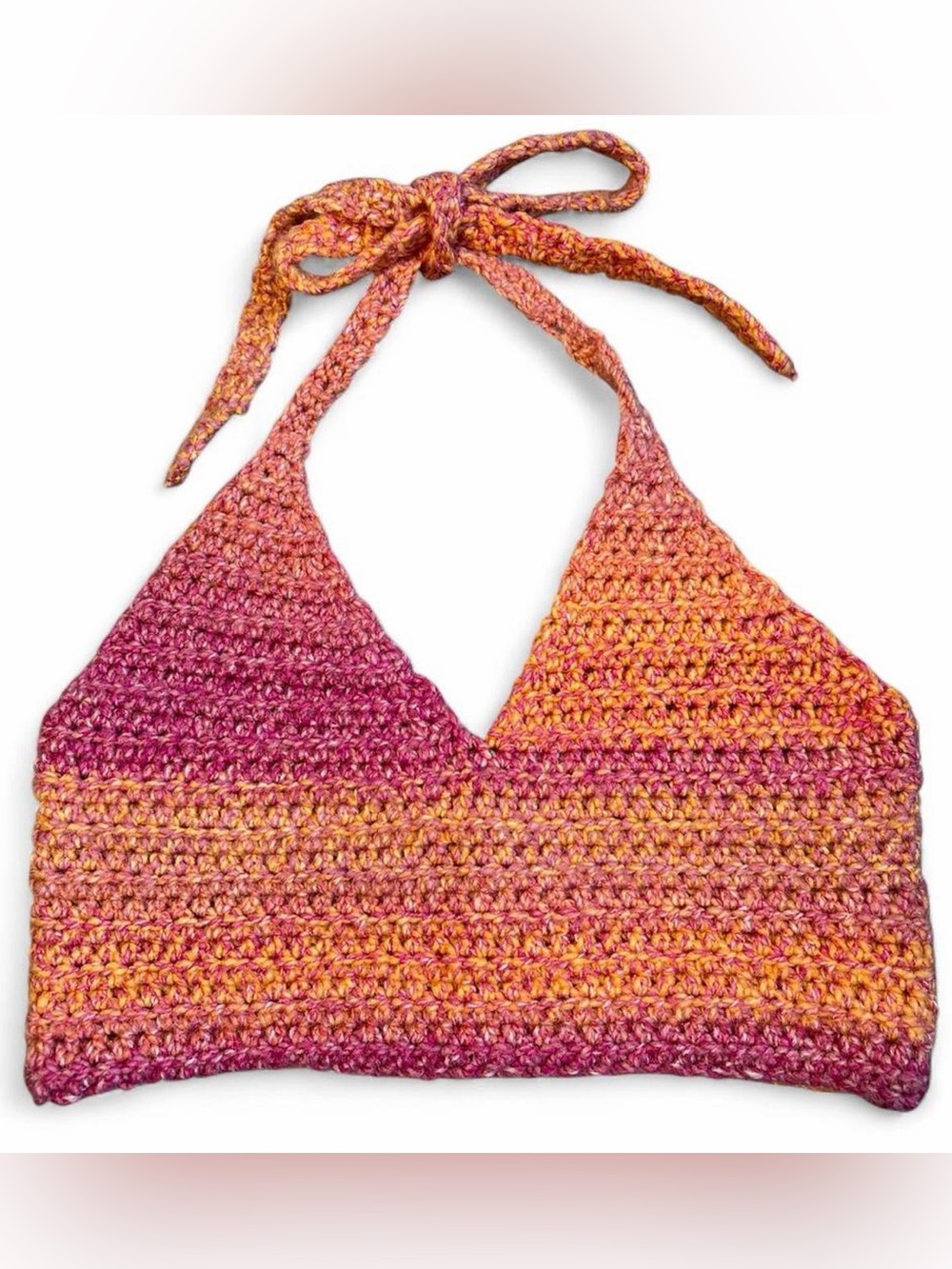 Handmade Pink-Orange Crochet Halter  Top